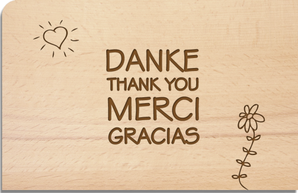 Holzpostkarte "Danke Gracias"