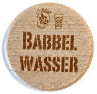 Holzpost Glasdeckel "Babbelwasser"