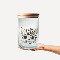 Vorratsglas Katze Leoprint mit Holzdeckel