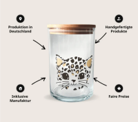 Vorratsglas Katze Leoprint mit Holzdeckel
