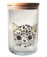 Vorratsglas Katze Leoprint mit Holzdeckel