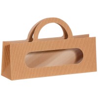 Geschenktasche quer mit Sichtfenster, natur